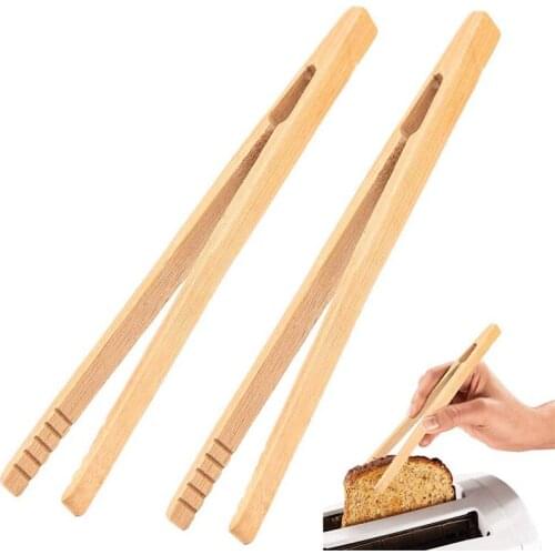 2pcs/lot Bamboo Food Tongs Kitchen Utensils Buffet Cooking Tools Anti Heat Bread Clip Pastry Clamp Barbecue Kitchen Tongs