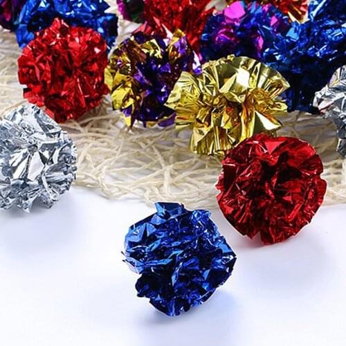2PCS Random color Crinkle Ball Cat Toy Interactive Mini Cat Ball Toy Cat Sound Toy Cat Funny Favor Toy for Kitten Accessories