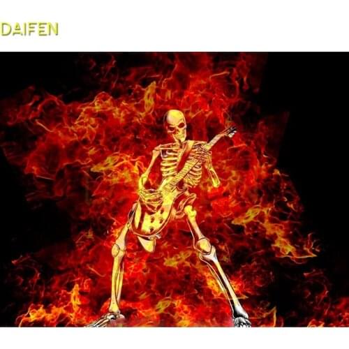 5D DIY Diamond painting fire Full Square Diamond mosaic Skeleton human bones Full Round Diamond embroidery Cross stitch guitar