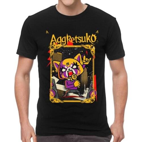 Aggressive Retsuko T Shirt for Men Cotton Print T-shirts Funny Tshirt Short Sleeve Japanese Manga Aggretsuko Tee Top