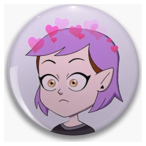 Amity Blight New Purple Hair With Heart Soft Button Pin Gift Cute Jewelry Collar Cartoon Brooch Badge Hat Funny Decor Creative