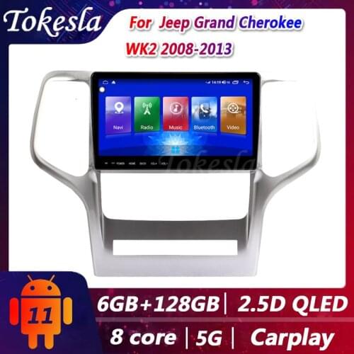 Tokesla Car Radio For Jeep Grand Cherokee WK2 Android 11 Audio Central Multimedi Dvd Player GPS Navigation Bluetooth 2008-2013