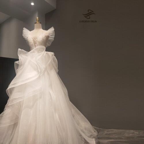 High Split Tulle White V-Neck Dresses 2021 Formal Party Gown Sweetheart A-Line evening Dress Luscious Delia