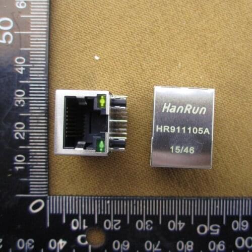 Free Shipping 50Pcs New Original HR911105 HR911105A Single Port with lamp Connector Laser printing RJ45 network transformer
