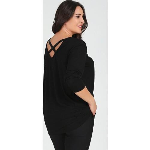 New Season Fashion Plus Size Back Flake Stripe Long Slevee Blouse Natural Viscose Soft Elastic Fabric