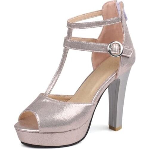 Brand Elegant Platform Sandals High Heels Pumps Super High Heel 10cm Peep Toe Wedding Party Plus Size Women Shoes 44 45102-6