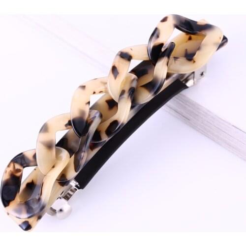 Buena Five Rings Leopard Acetate Barrette Women Hair Accessories Retro Fashion Ponytail Hair Clip For Girls