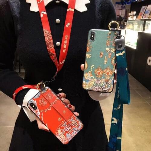 Retro Dragon Bird TPU Wrist Strap Lanyard Cases For Xiaomi Redmi Note 7 8 9 Pro Max K20 K30 K40 Mi 9 9T A3 Lite POCO X2 X3 NFC