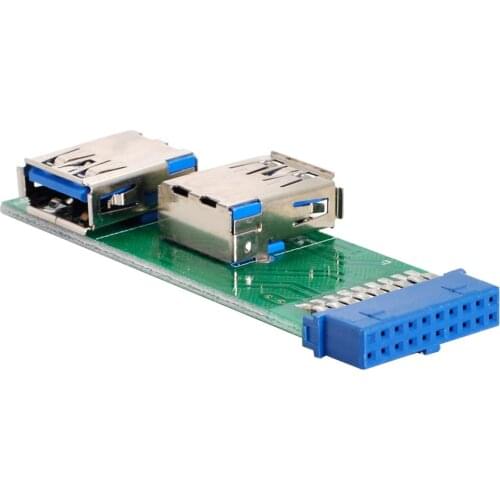 Chenyang Dual Side USB 3.0 A Type Female to Motherboard 20Pin 19 Pin Box Header Slot Adapter PCBA with LED