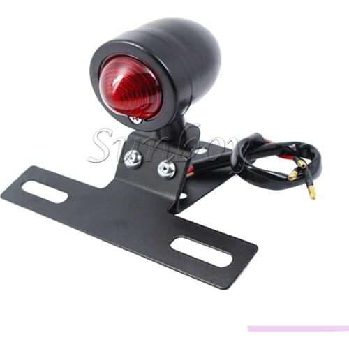 Black Motorcycle Tail Brake Stop Running Light License Plate Bracket Relocator for Harley Chopper Bobber Cruiser Cafe Racer