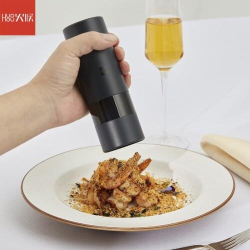 Huohou Electric Automatic Mill Pepper and Salt Grinder LED Light 5 Modes Peper Spice Grain Porcelain Grinding Core Mill Kitchen