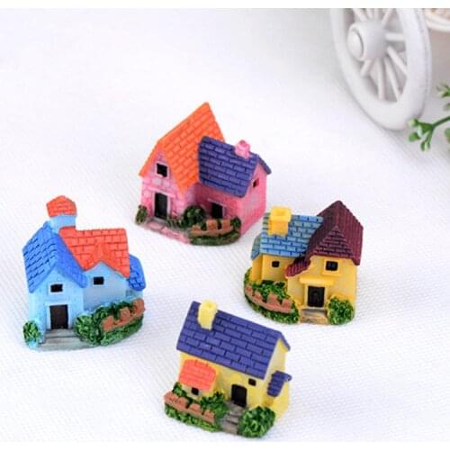 European Villa Figure decorative mini fairy garden cartoon Building statue jardin miniature Moss ornaments resin craft TNB019