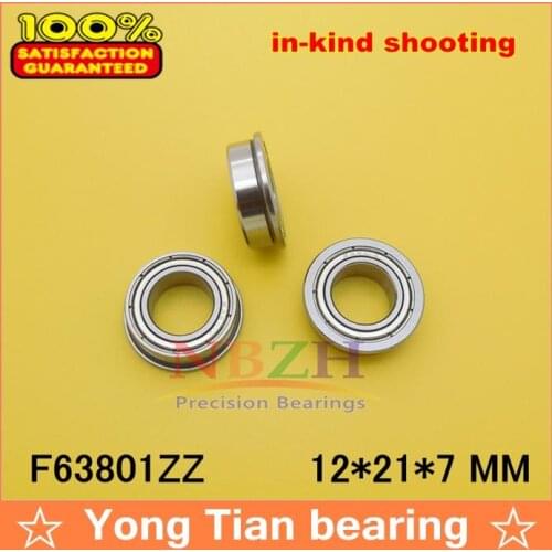 F63801 12*21*7 High quality ABEC-3 flange bearing Thin wall deep groove ball bearings F63801ZZ 12*21*23*7*1.5 mm
