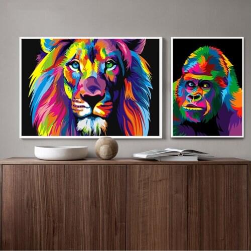 Watercolor Lion Pop Art Posters And Prints Abstract Animals Canvas Art Wall Paintings Cuadros Pictures For Living Room Decor