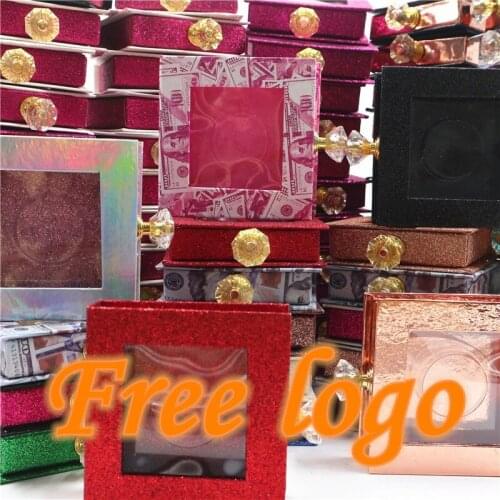 Mink Eyelash box Fake Lashes Wholesale 5D Mink Lashes Packaging Boxes Magnetic Eyelashe Mink 25mm Lashes box Flip crystal handle