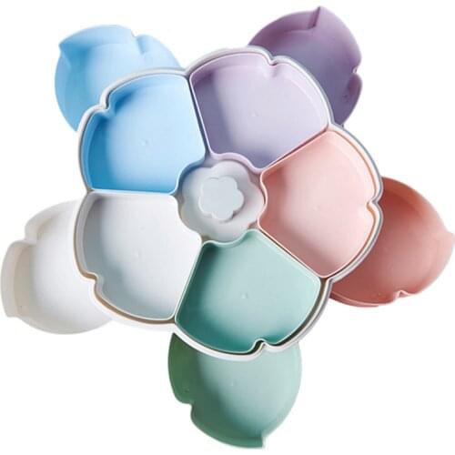 Creative Double-layer Petal Candy Box Nuts Case Storage Boxes For SNACK Container Rotating Room Fruit Plate, Desk Organizer