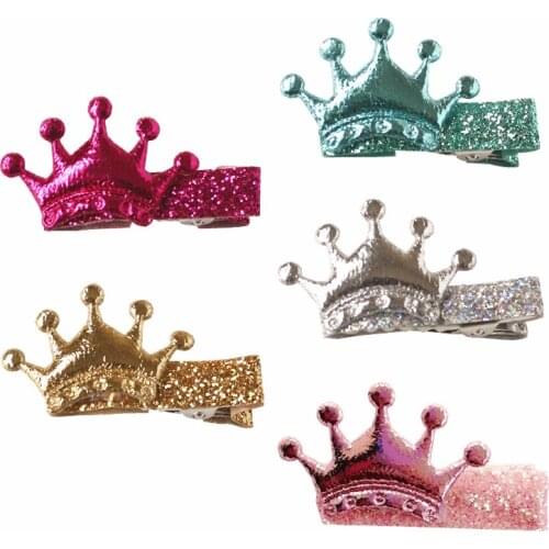 Modish Girls 2pc/lot Mini Size Crown PU Leather Synthetic Hair Bestseller Kids Small 3cm Baby Girls Hair Clip Barrettes Hairpins