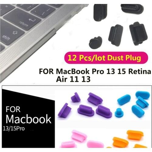 12Pcs Anti Dust Plug Set for Apple MacBook Pro 13 15 Retina / Air 11 13 Laptop Silicone Cover USB dustproof Computer Accessories