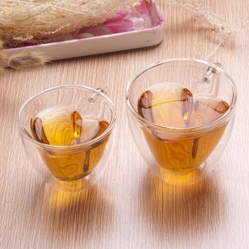 2PCS/PACK heart shape glass cup set with handle coffee cups mug glass loving cup love gifts party holiday wedding decor crystal