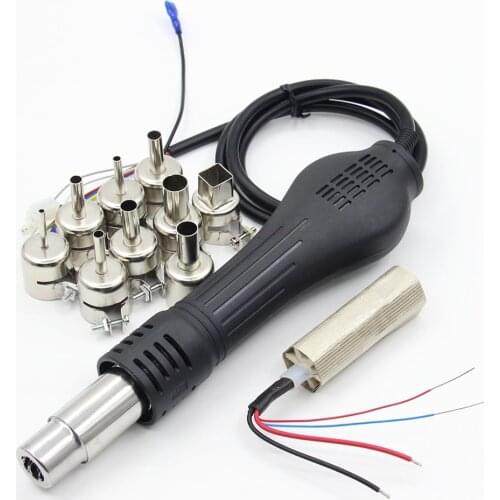 Hot air gun handle Desoldering Gun Heater 9pcs 850 Nozzles for SAIKE YIHUA 852D+ 898D 909D 952D 853D