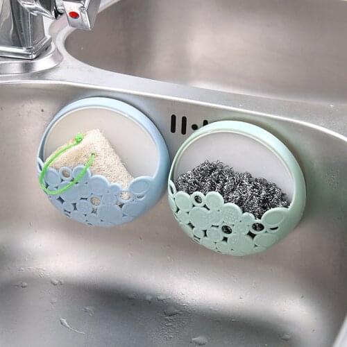 Sponge Wall Suction Drain Rack Kitchen Sink Bathroom Shelf Useful Sucker Soap Sponge Holder Storage