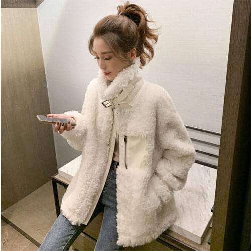 2020 Autumn and Winter New Fur Stand Collar Faux Lamb Fur Coat Korean Style Fashionable All-Matching Chic Socialite Top