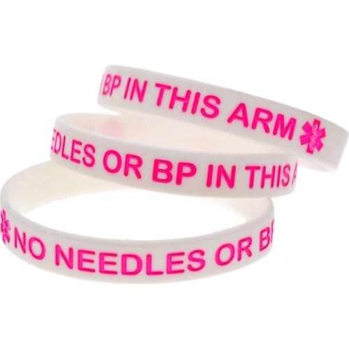 OBH 50PCS No Needles or BP in This Arm Silicone Bracelet Debossed and Filled in Color