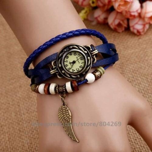 Wholesale Fashion Wing Animal Pendant Watch Gift Casual Dress Women Bracelet Watches Lady Woman Vintage Wristwatches sb19071902