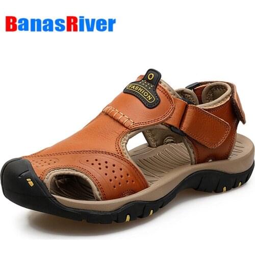 NEW Classic Mens Sandals Summer Soft Comfortable Shoes Leather Big Size Soft Outdoor Roman Fashion Outdoor Casual Walking Flats