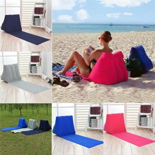Foldable Soft Inflatable Beach Mat Camping Leisure Lounger Back Pillow Outdoor Travel Mattress Cushion Chair Seat Air Bed