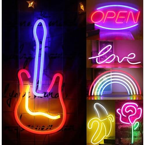 USB LED Neon Light Wall Art Sign Bedroom Festival Decoration Banana Rainbow Night Lamp Letters Home Fruit Party Holiday Colors