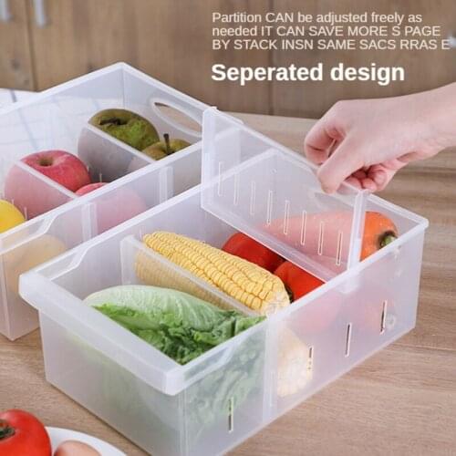 94PF Kitchen Fridge Drawer Organizer Plastic Compartment Refrigerator Storage Box Fresh-keeping Bin for Food Drinks Spices