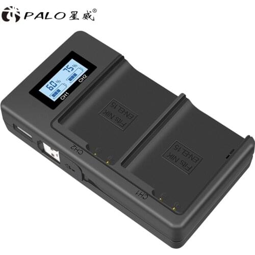 Palo EN-EL15 LED Display Rechargeable Li-ion Battery Charger with USB Cable for Nikon 1 V1 D600 D610 D750 D800 D810 D810A ect