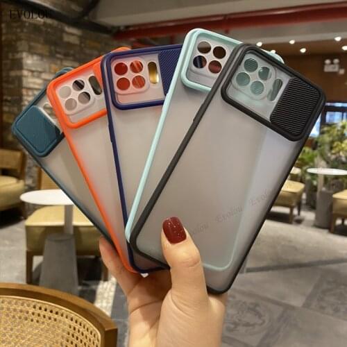 Slid Camera Lens Protection Phone Case For OPPO Reno 5 F17 Pro 4F 4 Lite A93 Silicone Translucent Shockproof Matte Back Cover