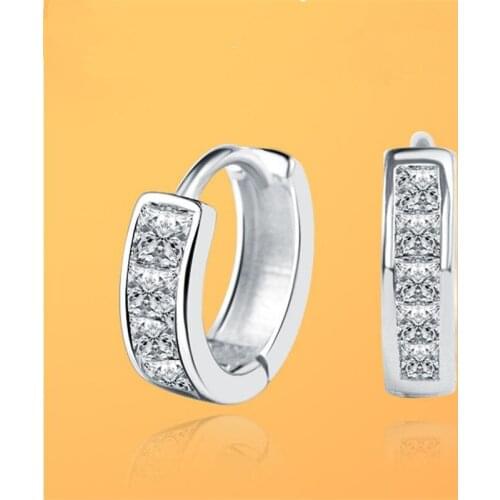 New Top Quality 925 Sterling Silver Earrings For Women Jewelry Bright Square Crystal Earrings Female Party Accessories Girl Gift