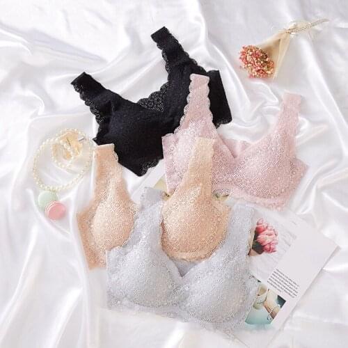 Womens seamless lace sports underwear bra set cute lace push-up underwear bra seamless comfortable set