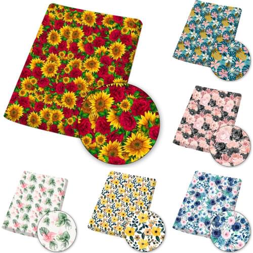 Fabric Polyester Cotton Cloth Sheets Gorgeous Flowers Printed Breathable Mask Dress Making DIY Craft Material 45*145cm/pc