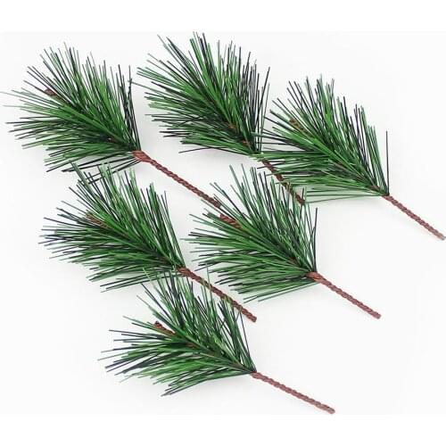 10Pcs Artificial Pine Needle Branch Twig Xmas Tree Ornament DIY Flower Decor