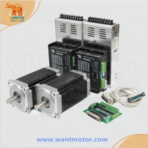 Wantai 2Axis Nema34 Stepper Motor WT86STH118-6004A 8.7N.m 1232oz 5.6A+Driver DQ860MA 80V7.8A 256Micro+PowefLaser CNC ROUNTER KIT