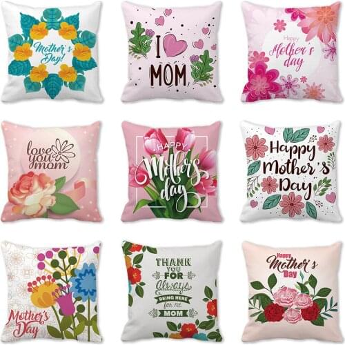 45x45cm Happy Mothers Day Decor Throw Pillow Case PeachSkin Polyester Sofa Seat Cushion Cover Party Home Decor Pillowcase