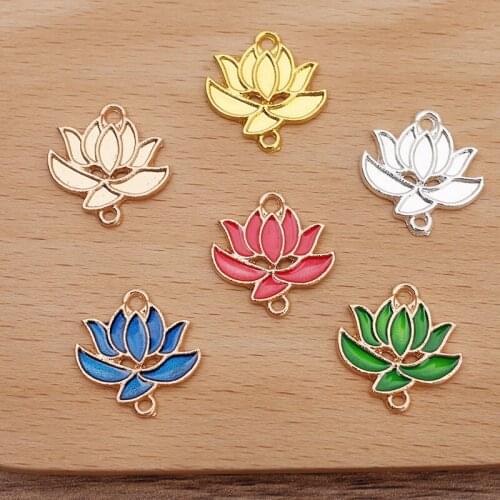 50 Pieces/Lot 19*20mm Metal Flower Shape Charms Connectors DIY Accessories For Jewelry Making