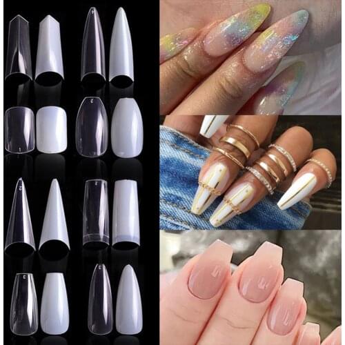 500pcs Nail Art False Nails Tips DIY Acrylic Artificial Tip Manicure Kit for DIY Nail Art
