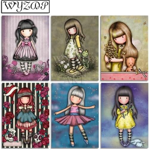 5D Diamond painting Cartoon Girl Picture Full Square/Round Diamond Embroidery Mosaic Cross stitch Gift Kit Home decor 20210535