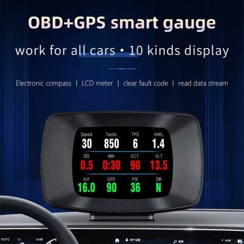 Car Diagnostic Tool Gps Digital Instrument Compass Altitude Fault Alarm P13 Car Hud Head-up Display Obd2 Fault Code Elimination