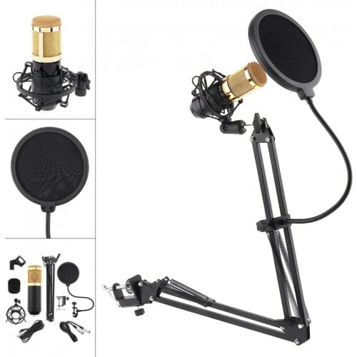 BM 800 Karaoke Microphones Professional Condenser Microphone with Stand Arm and Pop Filter for Computer / Wired Studio / Live