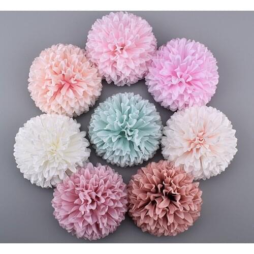 20PCS 10cm Large Artificial Pompom Silk Flowers Head Hydrangea Home Wedding Decoration DIY Scrapbooking Fake Flower Wreaths