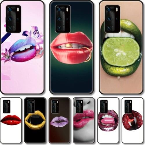 Colorful lips Phone Case For Huawei Honor 20 10 9 8 N Pro Lite A C RU black cell shell