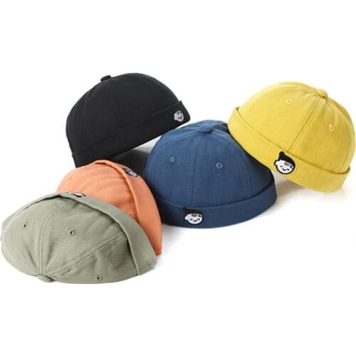 Childrens Street Casual Cotton Docker Sailor Biker Hat Loop Beanie Brimless Cap for Kids Fashion Pumpkin Vintage Beanie