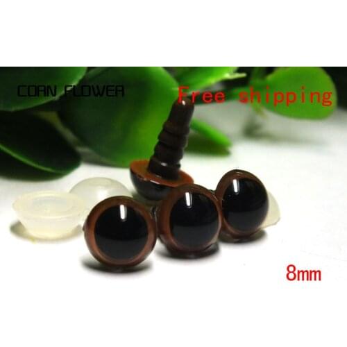 Free shipping!!!100pairs/lot Safety Crochet Doll Eyes Stuffed Plastic Colorful Eyes-brown color 8mm