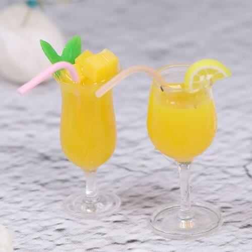 Simulation Lemon Ade Cup Drink Pearl Milk Tea Model Toy 1/12 Dollhouse Ature Accessories Decoration Mini Lemon Water Cup